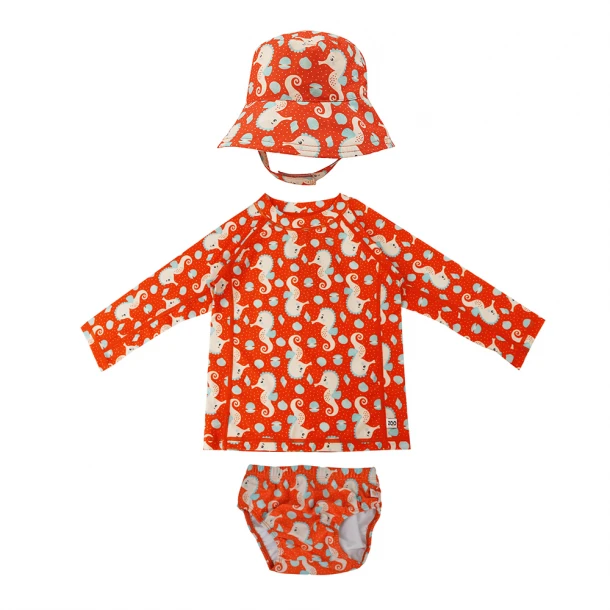 Σετ Μαγιό Πάνα Με Καπέλο Και Μπλούζα UV 6-12μηνών Seahorse Zoocchini ZOO16024