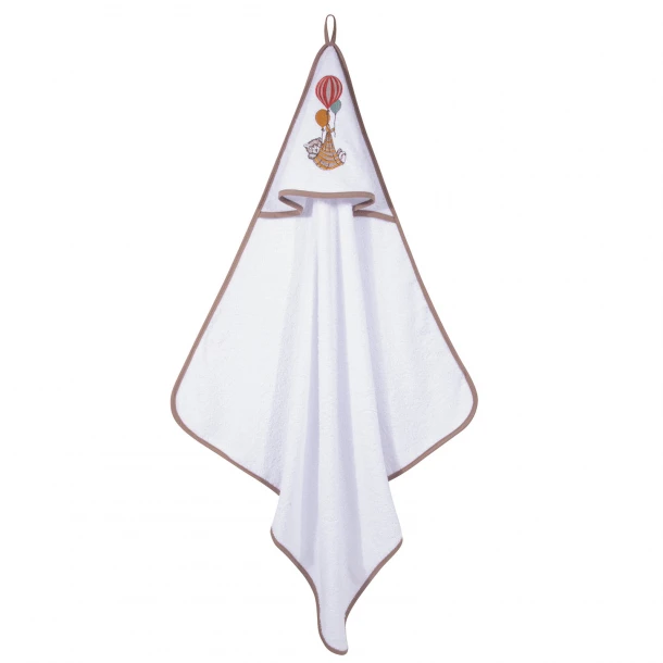 Κάπα Βαμβακερή Με Κέντημα Bebe 80x80εκ. Essential 8850 Λευκό-Καφέ Greenwich Polo Club