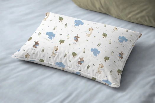 Μαξιλαροθήκη Bebe Βαμβακερή 35x45εκ. Happy Safari 711 White-Sky Blue DimCol