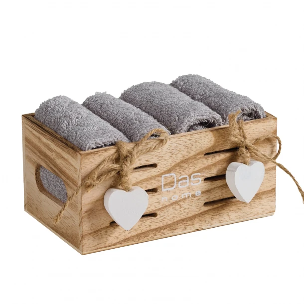 Σετ Πετσέτες Χεριών 4τμχ Soft Grey Με Καλάθι 4005 Das Home