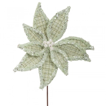 Χριστουγεννιάτικο Κλαδί Αλεξανδρινό Καρώ Πράσινο-Ασημί Με Glitter 60εκ. iliadis 90435