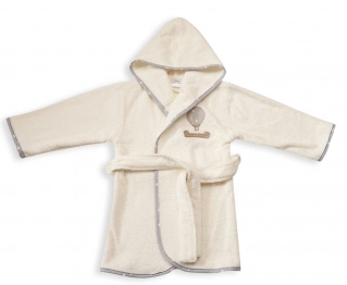 Μπουρνούζι Παιδικό Με Κουκούλα Πετσετέ Αερόστατο 01 Εκρού-Γκρι Size 02 DimCol