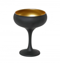 Ποτήρι Σαμπάνιας Γυάλινο Maya Coupe Μαύρο-Χρυσό ESPIEL 270ml/9,5x13,2εκ. RAB106K6
