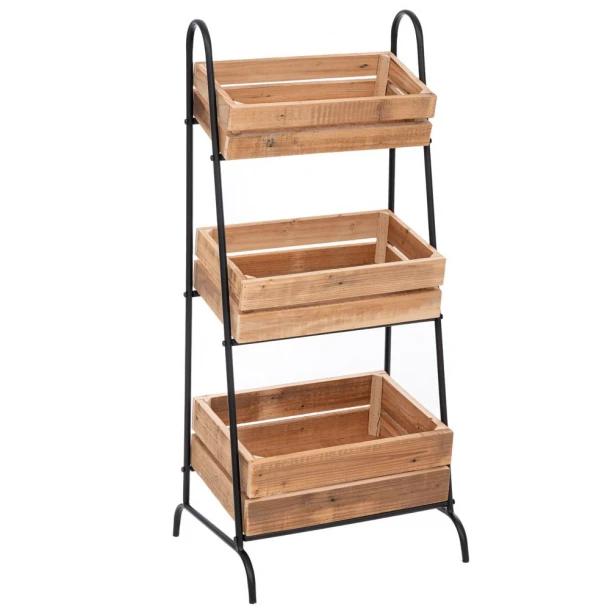 Σταντ 3 Θέσεων Ξύλινο Natural Με Μεταλλικό Μαύρο Σκελετό 43x39x100εκ. iliadis 93119