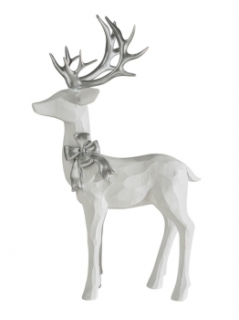 Χριστουγεννιάτικος Διακοσμητικός Τάρανδος Polyester Λευκός-Ασημί 17,7x7,2x29,5εκ. Zen Collection 25.42.51981