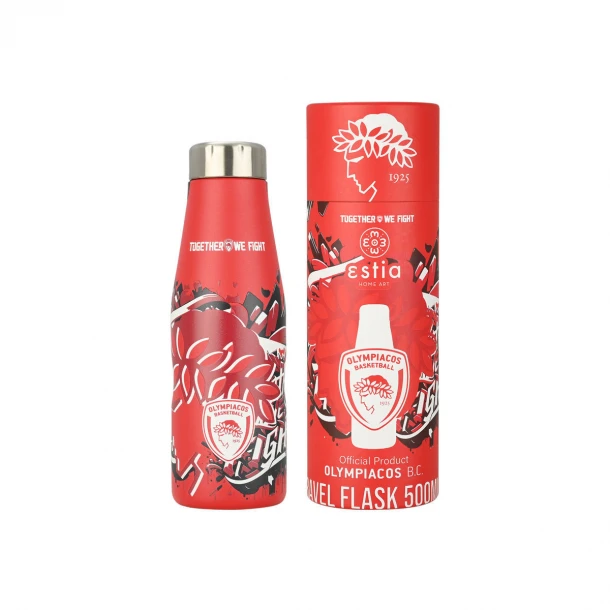 Θερμός-Μπουκάλι Ανοξείδωτο Travel Flask Olympiacos BC Edition 500ml-7x7x22,3εκ. Estia 00-27162