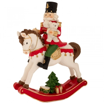 Χριστουγεννιάτικο Διακοσμητικό Κουνιστό Αλογάκι Με Στρατιώτη Polyresin 18x6,5x23,5εκ. iliadis 90713