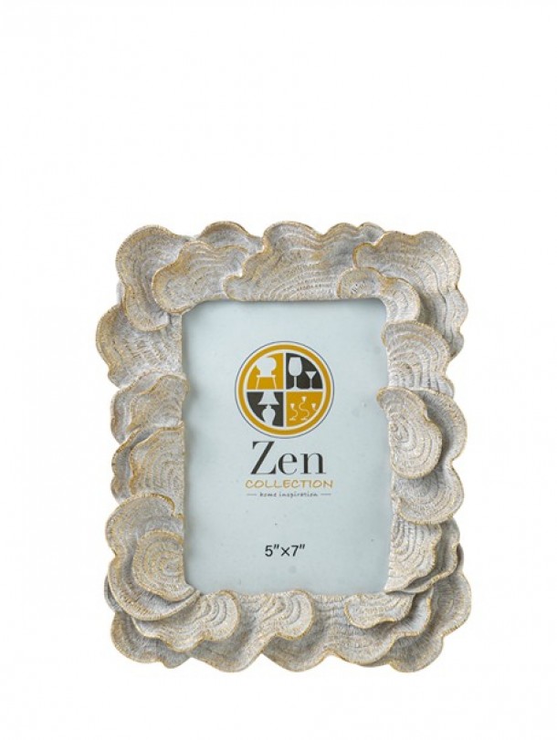 Κορνίζα Polyester Λευκή-Χρυσή Με Κοράλια 13x18εκ. Zen Collection 25.12.51475