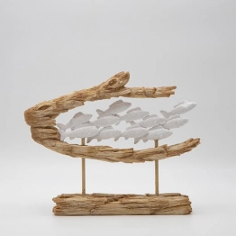 Διακοσμητικό Επιτραπέζιο Κοπάδι Ψαριών Polyresin Natural-Λευκό 29x6x23,5εκ. ESTHETI 819-00786
