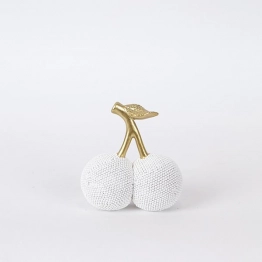 Διακοσμητικό Κεράσι Polyresin Λευκό-Χρυσό 10,5x6x11εκ. ESTHETI 752-28591