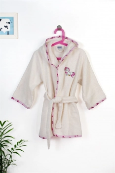 Μπουρνούζι Παιδικό Με Κουκούλα Βαμβακερό Unicorn 189 Ecru-Pink Size 04 DimCol