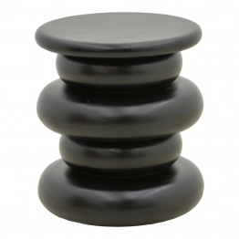 Βοηθητικό τραπέζι Circena pakoworld μασίφ μάνγκο ξύλο μαύρο Φ40x45εκ