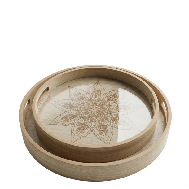 Σετ 2τμχ Διακοσμητικός Δίσκος Mdf Natural ESPIEL 30x4,5εκ.-35x4,5εκ. DWDA1005