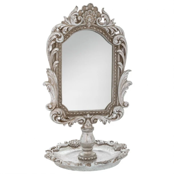 Καθρέπτης Επιτραπέζιος Polyresin Vintage Ασημί 16x15,5x27εκ. iliadis 89727