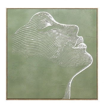 Πίνακας Χειροποίητος Σε Καμβά Mdf-Ps Plastic Πράσινος-Λευκός ESPIEL 60x3x60εκ. FAL416