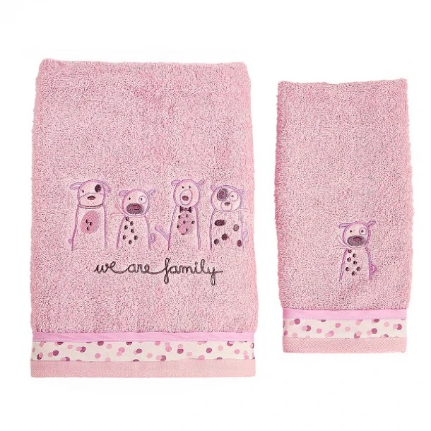 Σετ Πετσέτες 2τμχ Μπεμπέ Βαμβακερές Family Pink 59061