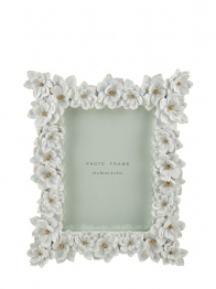 Κορνίζα Polyester Με Λουλούδια Λευκά-Χρυσό 15x20εκ. Zen Collection 25.50.52354