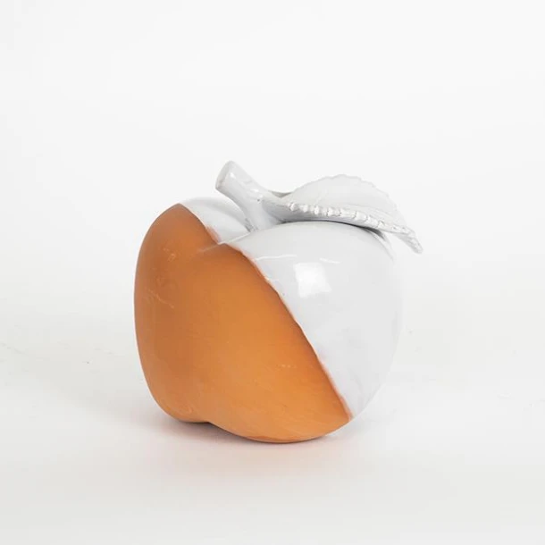 Διακοσμητικό Επιτραπέζιο Μήλο Κεραμικό Τερακότα-Λευκό 11,8x11,8x12εκ. ESTHETI 752-28512
