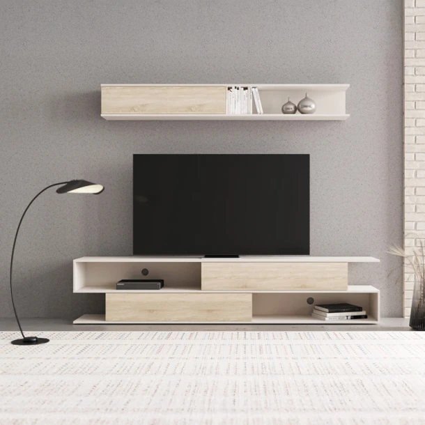 Σύνθετο σαλονιού Brick pakoworld σε oak-κρεμ απόχρωση 240x40x50.4εκ