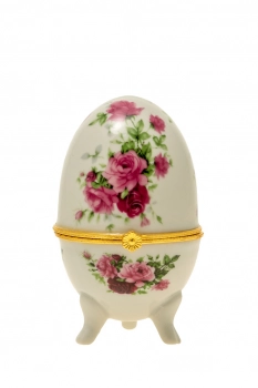 Διακοσμητικό Επιτραπέζιο Αυγό Πορσελάνης Λευκό-Ροζ-Χρυσό 6x10εκ. Zen Collection 22.46.48077