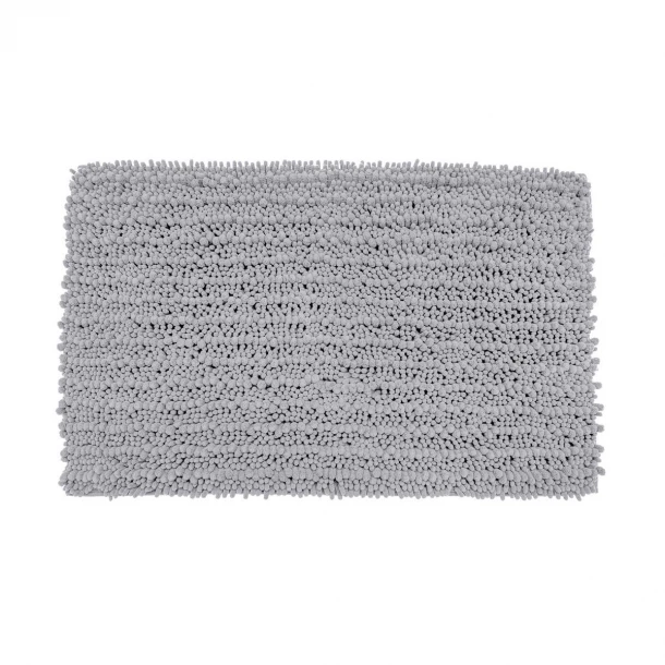 Ταπέτο Μπάνιου Polyester Shaggy Ανοιχτό Γκρι Estia 80x50x3εκ. 02-20743