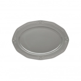 Πιατέλα Σερβιρίσματος Οβάλ Πορσελάνης Ανάγλυφη Grey 25εκ. Athenee Estia 07-13691