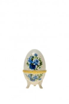 Διακοσμητικό Επιτραπέζιο Αυγό Πορσελάνης Λευκό-Μπλε-Χρυσό 5x7,5εκ. Zen Collection 22.46.48074