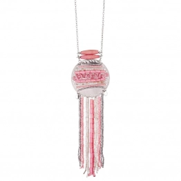 Κολιέ Μακρύ Φο Μπιζού Με Χάντρες Ροζ 89εκ. 24-2821