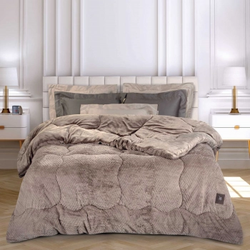 Κουβερτοπάπλωμα Faux Fur King 240x250εκ. Essential 3953 Taupe Greenwich Polo Club