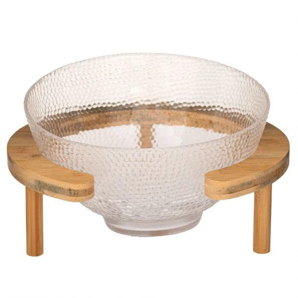 Σαλατιέρα Γυάλινη Σε Ξύλινη Βάση 21,5x5,5εκ. iliadis 88310