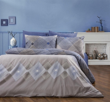 Σετ Σεντόνια 3τμχ Polycotton Μονά 160x240εκ. Καλλιρόη 604 Grey-Blue DimCol