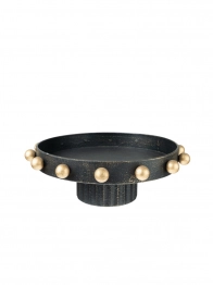 Διακοσμητική Πιατέλα Μεταλλική Αντικέ Μαύρο Με Μπίλιες Χρυσές 34x34x12,5εκ. Zen Collection 25.3.51381