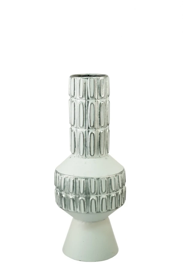 Βάζο Μεταλλικό Ασημί-Λευκό 16x16x39εκ. Zen Collection 24.38.51029