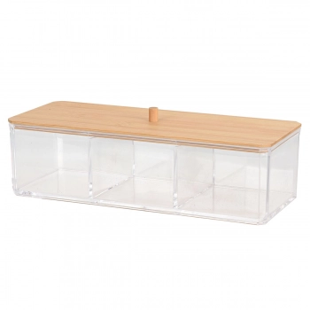 Κουτί Αποθήκευσης Καλλυντικών PS/Bamboo 23x9,5x6,5εκ. MRShome 0065000