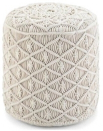 Πουφ Macrame Βαμβακερό 40x40x40εκ. Natural Komvos Home