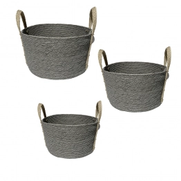 Καλάθι Σετ 3τμχ Ραττάν Λευκό-Natural 35x20εκ.-30x17εκ.-25x14εκ. ESPIEL FEX206