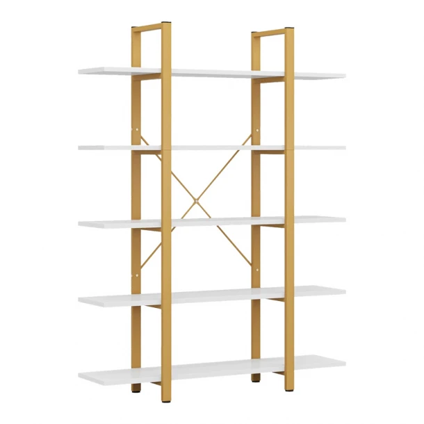 Βιβλιοθήκη Esthon pakoworld σε λευκή όψη μαρμάρου με χρυσό μέταλλο 120x28x180εκ