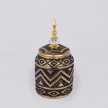 Βάζο Με Καπάκι Κεραμικό Μαύρο-Χρυσό 15x28,3εκ. ESTHETI 752-20357
