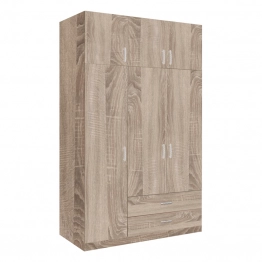 Ντουλάπα τρίφυλλη με συρτάρια Royal pakoworld σε sonoma απόχρωση 150x58x230εκ