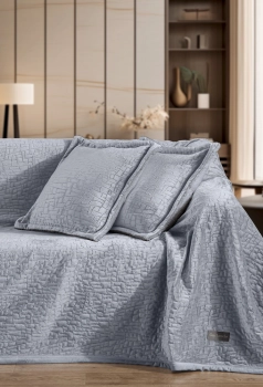 Ριχτάρι Πολυθρόνας Με Διακοσμητική Μαξιλαροθήκη 2 Όψεων 130x170εκ. Velvet Ultrasoft Καπιτονέ Bolzano Silver Guy Laroche