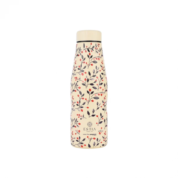 Θερμός-Μπουκάλι Ανοξείδωτο Flask Bloom Beige Save The Aegean Estia 500ml-7x7x22,3εκ. 01-31558