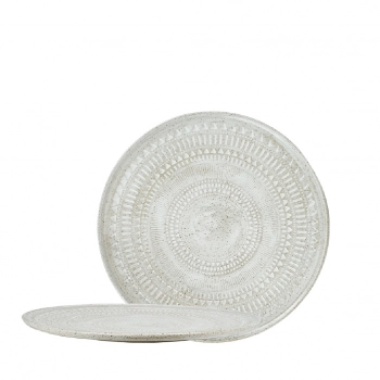 Πιάτο Φαγητού Ρηχό Stoneware Ανάγλυφο Aztec White ESPIEL 27εκ. ZAT103K6