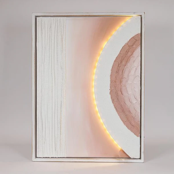 Πίνακας Καμβάς Με Led Ανάγλυφος Λευκός-Μπεζ 60x5x80εκ. ESTHETI 812-10007