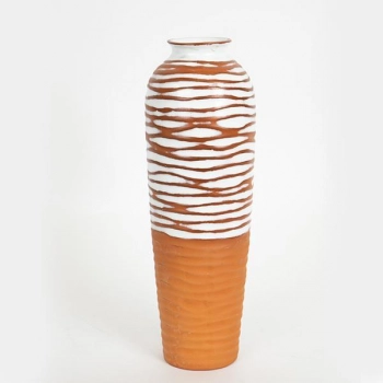 Βάζο Κεραμικό Terracotta-Λευκό 12,1x12,1x36,1εκ. ESTHETI 752-20232