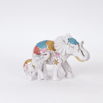 Διακοσμητικοί Ελέφαντες Polyresin Λευκοί Με Λουδούδια 22,5x12x16εκ. ESTHETI 752-11621