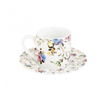 Σετ 6τμχ Φλυτζάνια Καφέ Πορσελάνης Λευκά Με Λουλούδια 90ml Spring Oriana Ferelli PR24711010