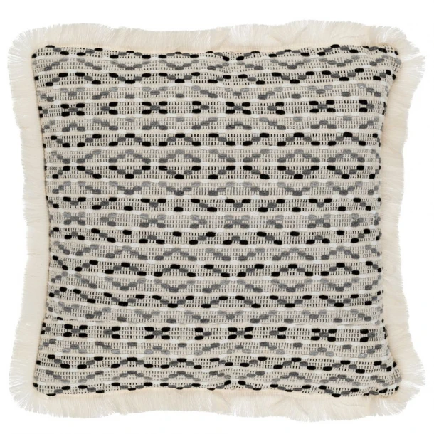 Διακοσμητικό Μαξιλάρι Υφασμάτινο Polycotton Εκρού-Γκρι-Μαύρο 42x42εκ. iliadis 90213