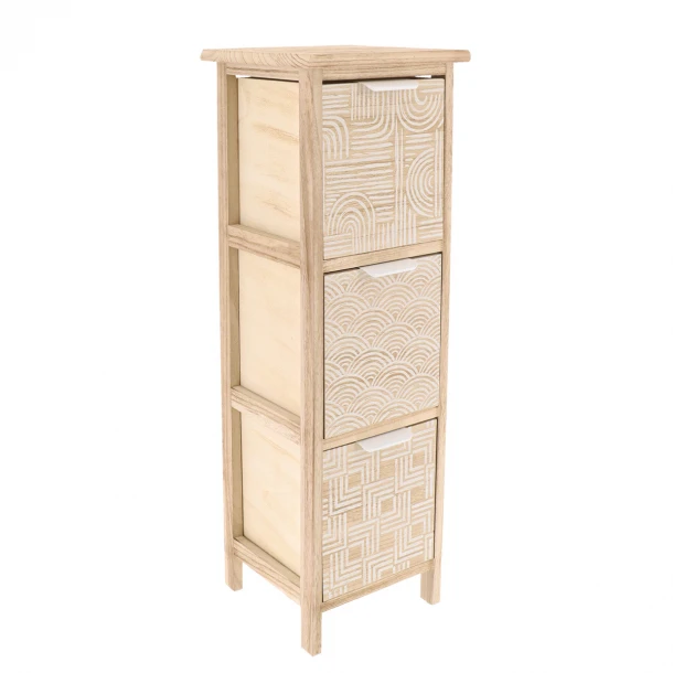 Συρταριέρα MDF Με 3 Συρτάρια 25x25x77εκ. Μπεζ Με Σχέδια MRShome 1399000