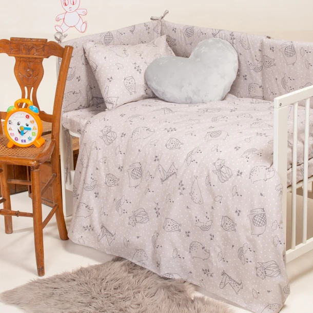 Σεντόνι Μεμονωμένο Βαμβακερό Λίκνου 85x110εκ. Happy Grey Baby Line Melinen 2000044300