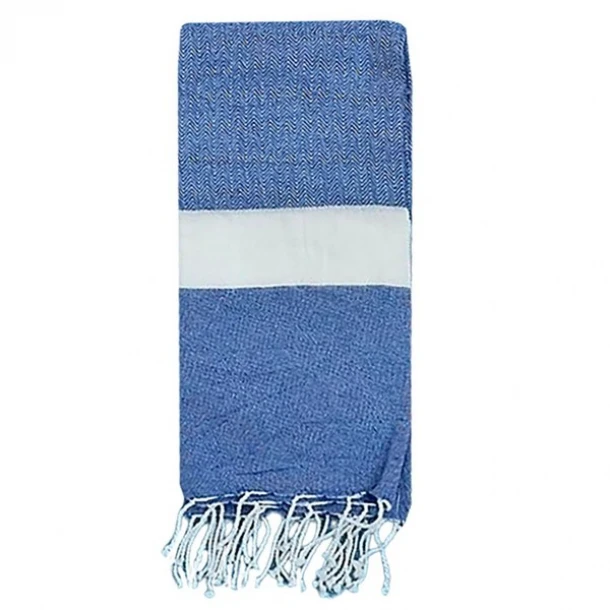 Πετσέτα Θαλάσσης Βαμβακερή Pestemal Μπλε 90x180εκ. Ρόμβοι Λευκή Φάσα Summer Tiempo 42-3173
